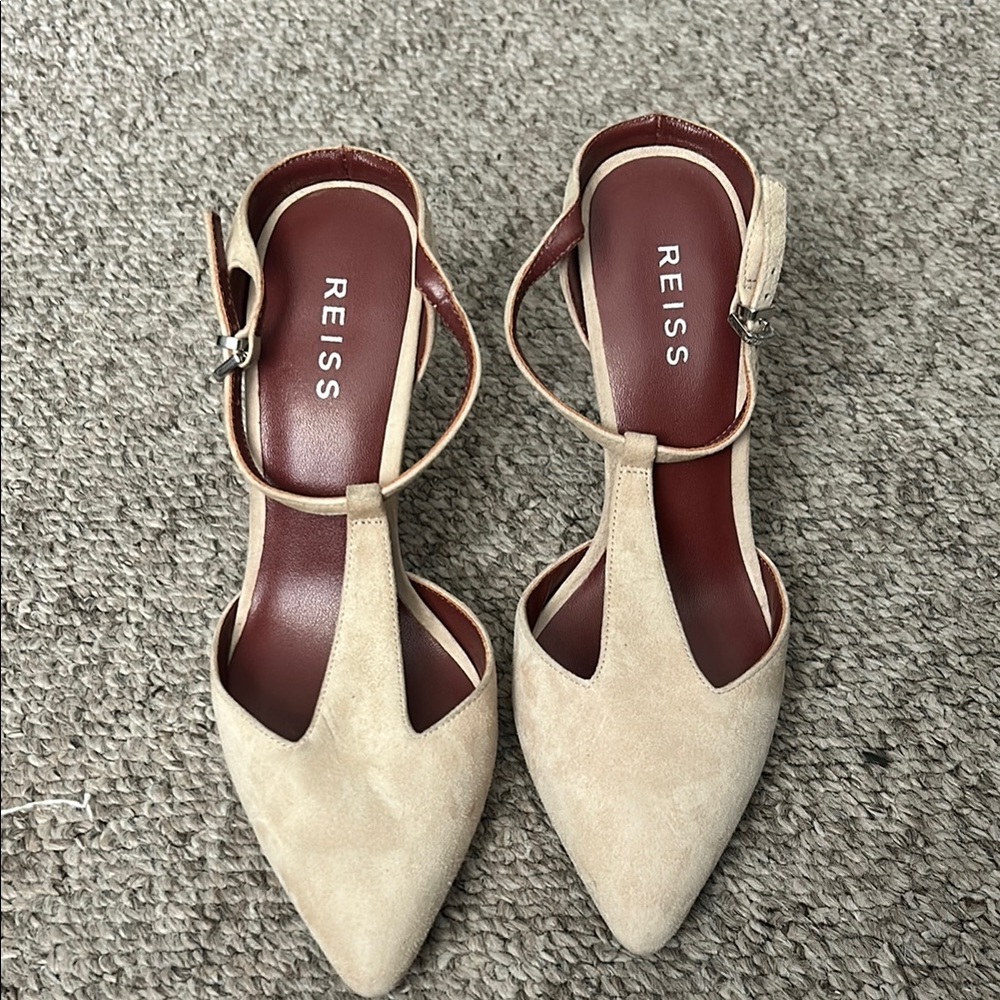Reiss Tan suede Heels with Pointed Toe slide size 36